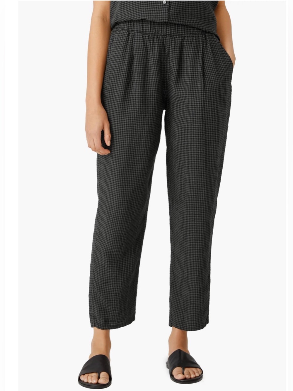 Eileen Fisher Tapered 100% organic linen  Ankle Pants Size Medium